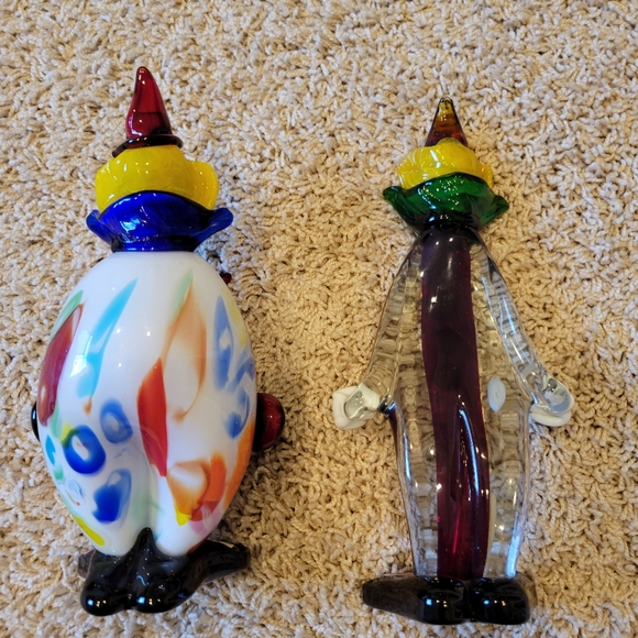 2 Murano Hand Blown Glass Clowns by Fratelli Pitau, Murano Italy - 9" In Tall - Picture 8 of 16